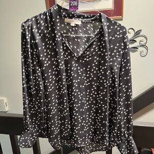 LOFT Gray & White Patterned  Long Sleeve Blouse #MO206
